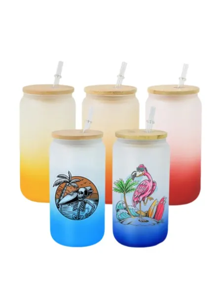 Vasos Empavonados Sublimación 16oz 500ml Tapa Bambú Y Caja
