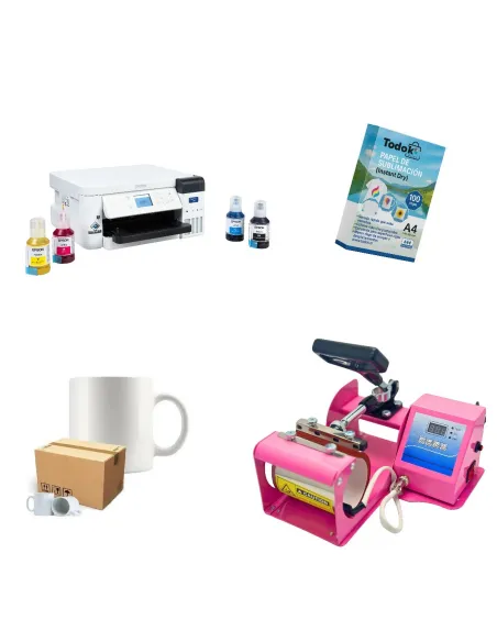 Kit de Estampadora 11oz + Impresora F170 + Papel + Caja de Tazas