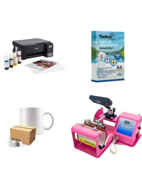 Kit de Estampadora 11oz + Impresora L1250 + Caja de Tazas + Papel + Regalos
