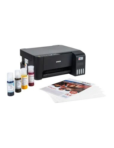Kit de Estampadora 8 en 1 38x38 Deslizable + Impresora L1250 + Tinta + Papel de Sublimación