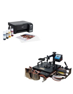 Kit de Estampadora 8 en 1 38x38 + Impresora Epson L3250 + Papel + Tintas de Sublimación