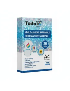 Vinilo Adhesivo Imprimible Vidrio Quebrado Tornasol A4 20 Hojas