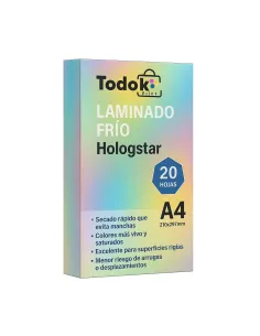 Papel Laminado Frio Hologstar A4 20 Hojas Efecto Estrella