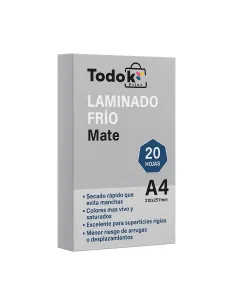 Papel Laminado Frio Mate A4 20 Hojas Efecto Mate