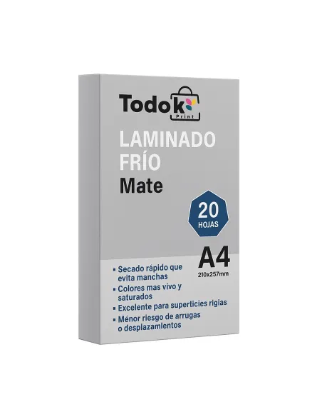 Papel Laminado Frio Mate A4 20 Hojas Efecto Mate