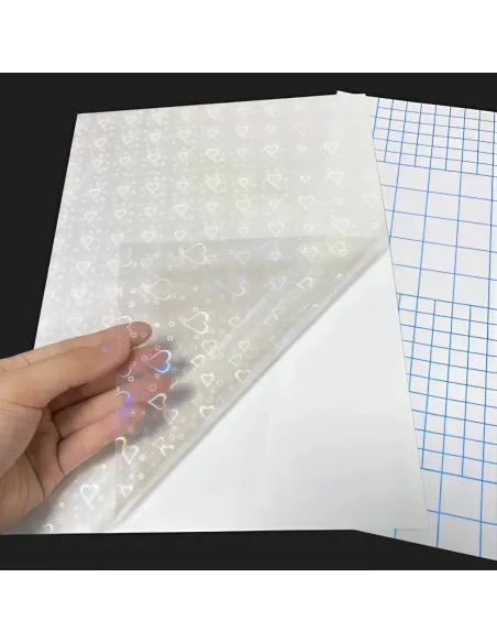Papel Laminado Frio A4 de 20 Hojas Holográfico Corazones