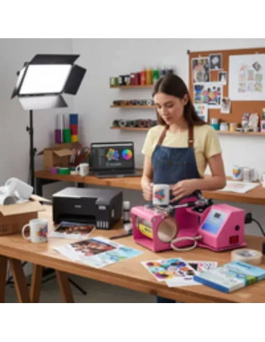 Kit de Estampadora 11oz + Impresora Epson L1250 + Caja de Tazas + Papel + Regalos
