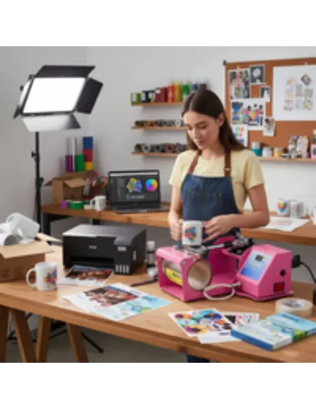 Kit de Estampadora 11oz + Impresora Epson L1250 + Caja de Tazas + Papel + Regalos