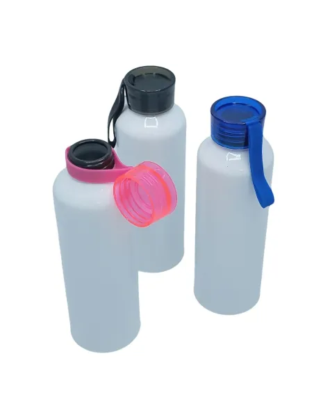 Pack 12 Botellas Sport Para Sublimación 750ml Tapa Color Negro