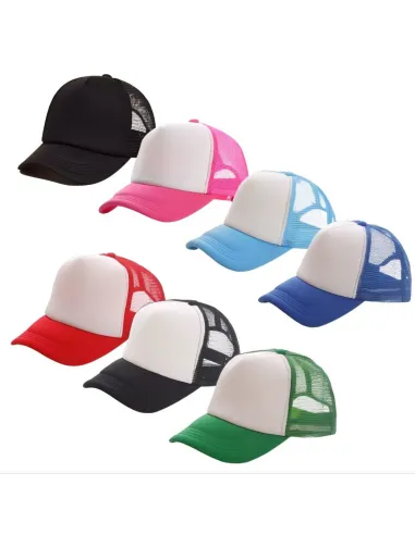 Pack de 10 Gorros Jokey con Malla para Sublimación Azul/Blanco