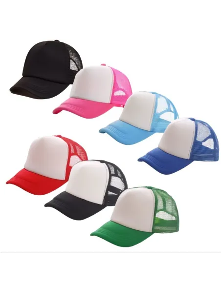 Pack de 10 Gorros Jokey con Malla para Sublimación Azul/Blanco