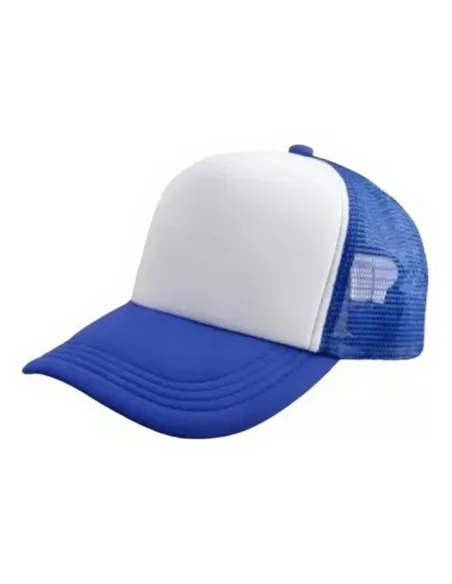 Pack de 10 Gorros Jokey con Malla para Sublimación Azul/Blanco