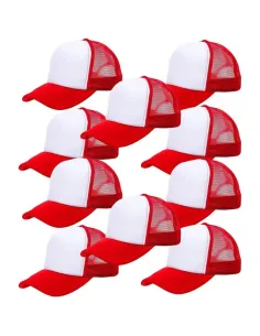 Pack de 10 Gorros Jokey para Sublimación Rojo/Blanco