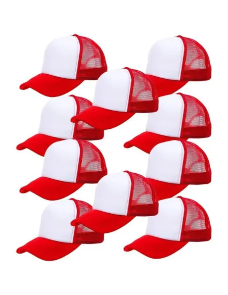 Pack de 10 Gorros Jokey para Sublimación Rojo/Blanco