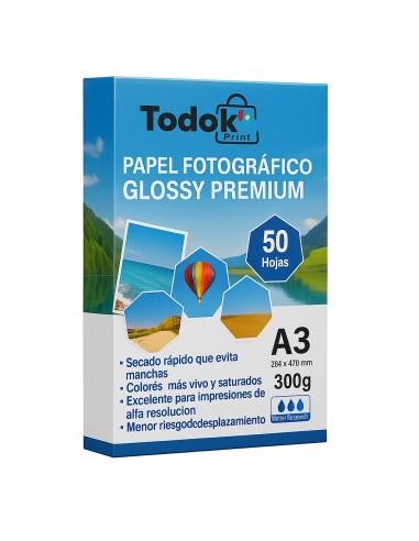 Papel Fotográfico Premiun Glossy A3 50 Hojas 300g