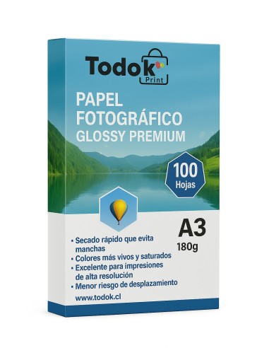 Papel Fotográfico Premium Glossy A3 100 Hojas 180g