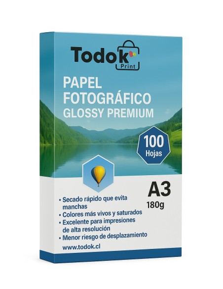 Papel Fotográfico Premium Glossy A3 100 Hojas 180g