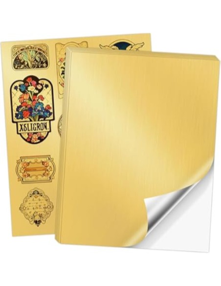 Papel Vinilo Adhesivo Impermeable Dorado A4 20 Hojas