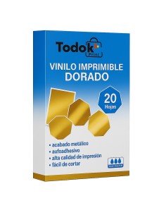 Vinilo Adhesivo Imprimible Dorado Metálico A4 20 Hojas Todok