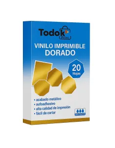 Vinilo Adhesivo Imprimible Dorado Metálico A4 20 Hojas