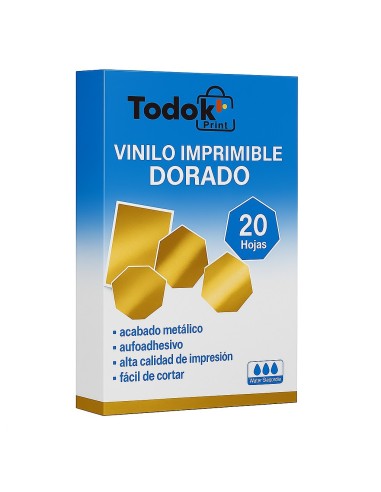 Vinilo Adhesivo Imprimible Dorado Metálico A4 20 Hojas Todok