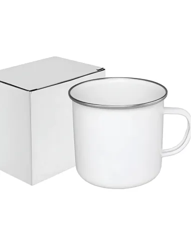 Pack de 10 Tazónes Enlozado Sublimable Borde Plata 12oz