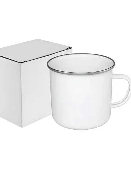 Pack de 10 Tazónes Enlozado Sublimable Borde Plata 12oz