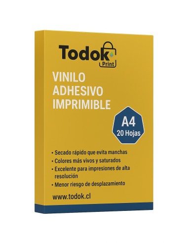 Papel Vinilo Adhesivo Impermeable Dorado A4 20 Hojas