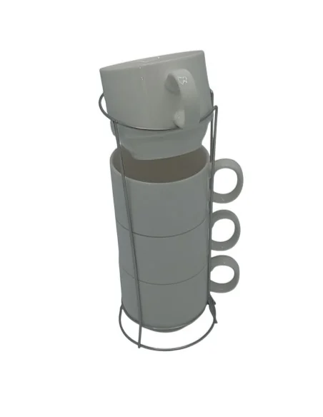 Pack de 4 Tazas Para Café Apilables 6cm + Soporte