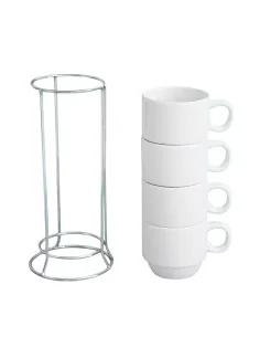 Pack de 4 Tazas Para Café Apilables 6cm + Soporte