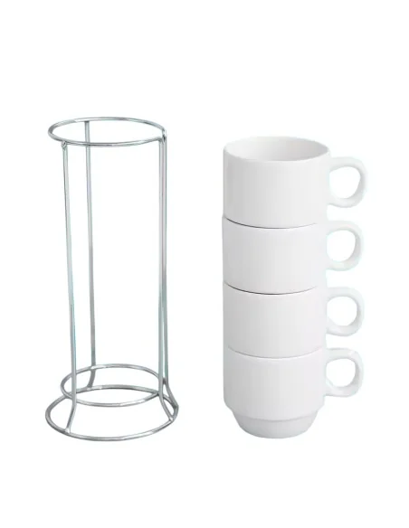 Pack de 4 Tazas Para Café Apilables 6cm + Soporte
