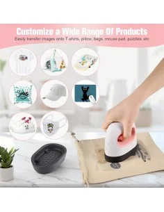 Plancha Estampadora Mini Portátil Transfer Sublimación Rosada 2