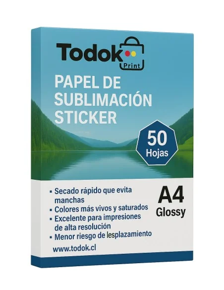 Papel de Sublimación Sticker 50 hojas A4 acabado Glossy