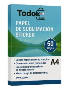 Papel de Sublimación Sticker 50 hojas A4 acabado Mate