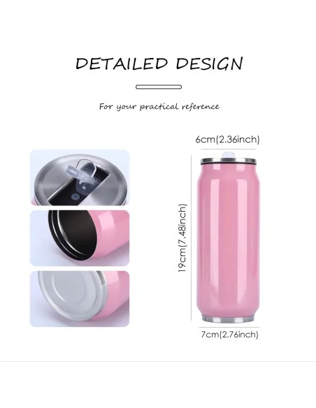 Botella Lata Térmica Acero Inox500ml Sublimación Rosada