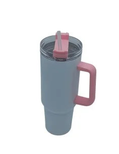 Tazón Térmico Tumbler 40oz Inoxidable Frio Y Calor Asa Rosa