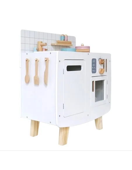 Cocina De Juguete Madera Blanca + Accesorios 63x30x56Cm Krishna