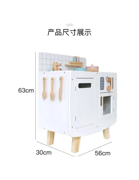 Cocina De Juguete Madera Blanca + Accesorios 63x30x56Cm Krishna