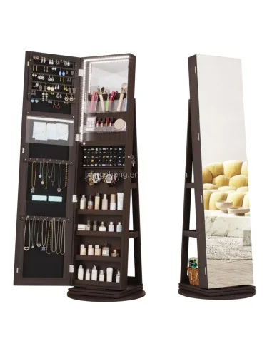 Joyero Con Iluminación Y Espejo Giratorio De 360 Cafe