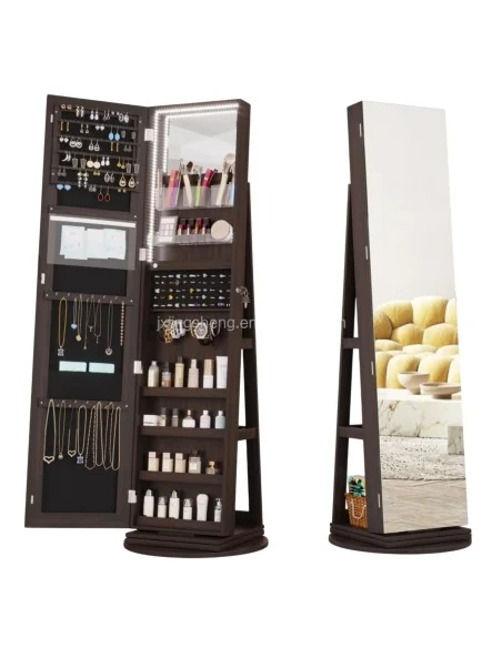Joyero Con Iluminación Y Espejo Giratorio De 360 Cafe