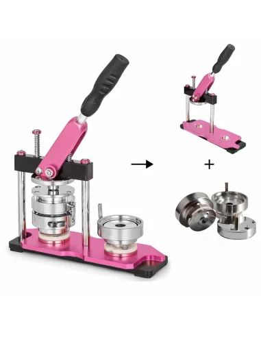 Maquina de Chapitas + Matriz de 58 mm Rosada