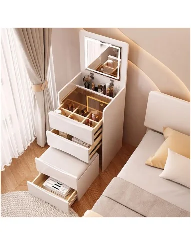 Mesa de Maquillaje con Espejo y Lampara / Rosada