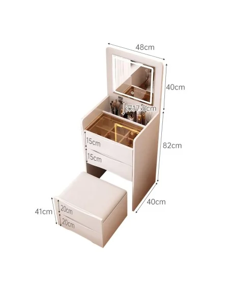 Mesa de Maquillaje con Espejo y Lampara / Rosada