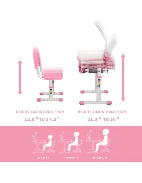 Escritorio de estudios Reclinable Ajustable Niños Rosa / Todokcl