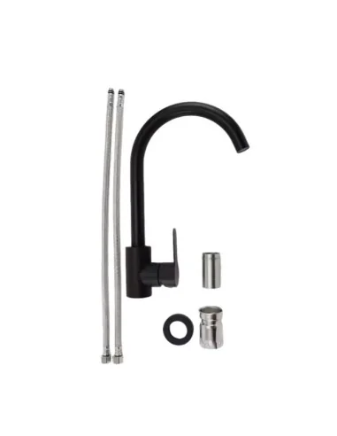 Llave Grifería Monomando Lavamanos Giratoria Negro Mate A11716