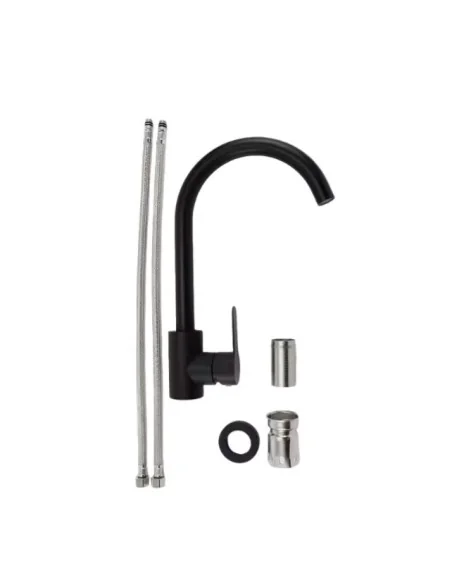 Llave Grifería Monomando Lavamanos Giratoria Negro Mate A11716