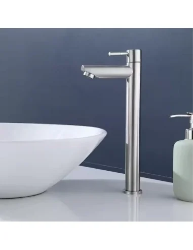 Grifo Alto Llave Acero Inoxidable Monomando Lavamanos A10999
