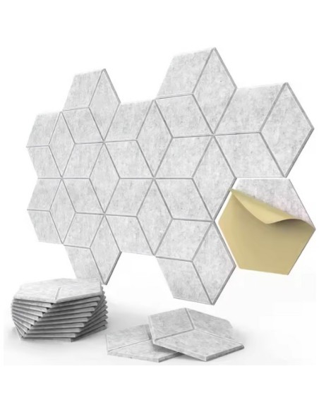 Panel Acústico Hexagonal Autoadhesivo Pack X12  Beige Claro XSJ-10172