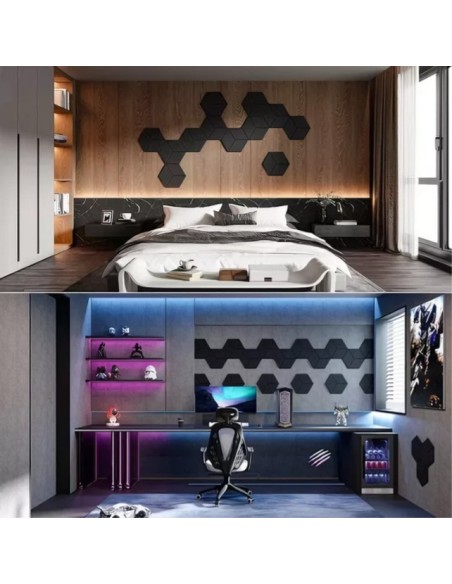 Panel Acústico Hexagonal Autoadhesivo Pack X12  Gris Oscuro XSJ-10179