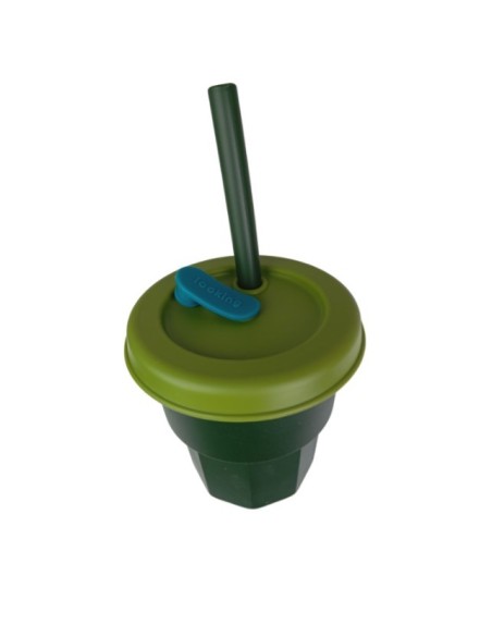 Vaso de Silicona Para Bebe Verde Olivo Tapa Verde 400ML T-00043-10